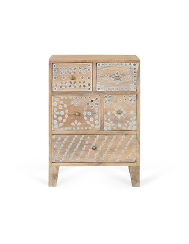 Mesita de noche 5 cajones pintados