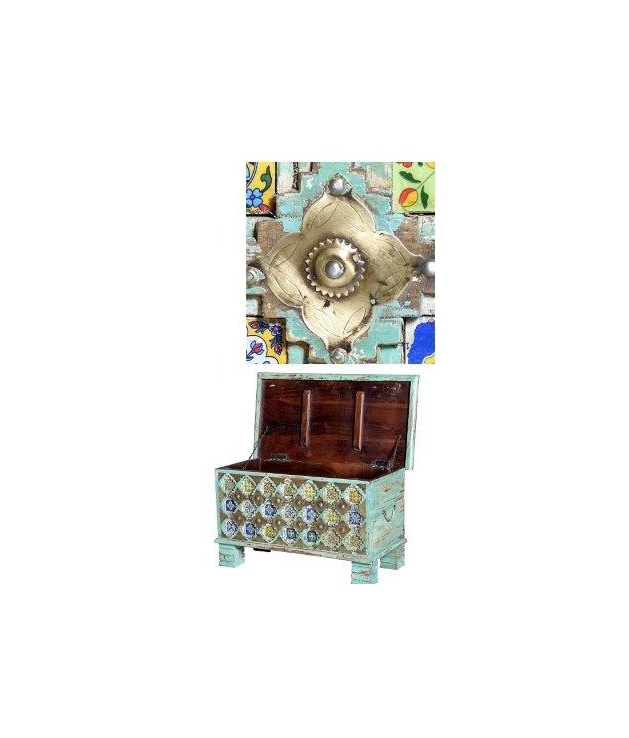 Baúl en madera mango color menta