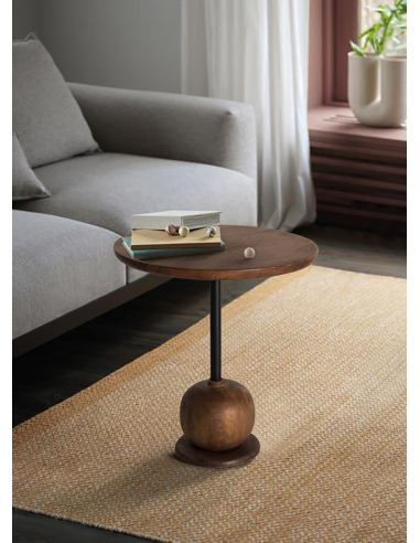 Mesa auxiliar redonda pelota madera