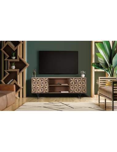Mueble TV de mango Akihito geométricas