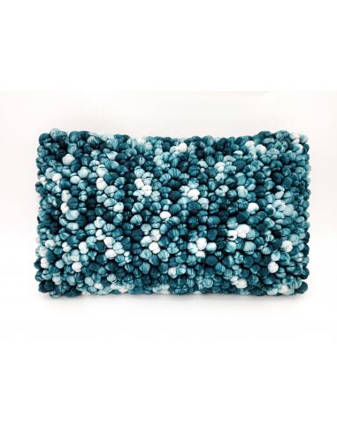 Set 2 cojines pompón crochet azul...