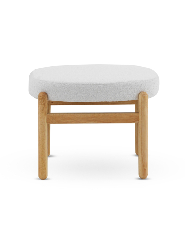 Puf Ola tapizado en bouclé blanco