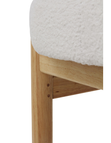 Puf Ola tapizado en bouclé blanco