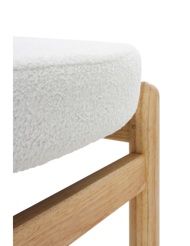 Puf Ola tapizado en bouclé blanco