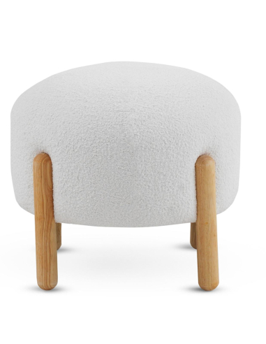 Puf Ola tapizado bouclé blanco