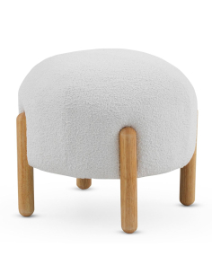 Puf Ola tapizado bouclé blanco