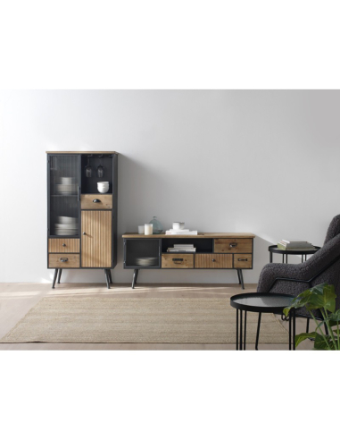 Vitrina Aura mueble bar sobre de madera