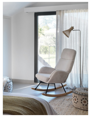 Mecedora balancín Aliso tapizado blanco