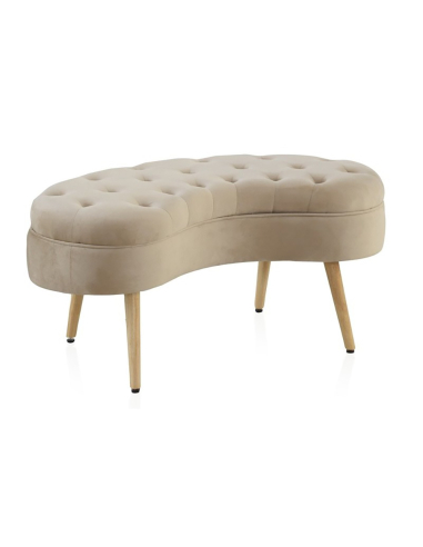 Banqueta-baúl descalzador tapizado beige