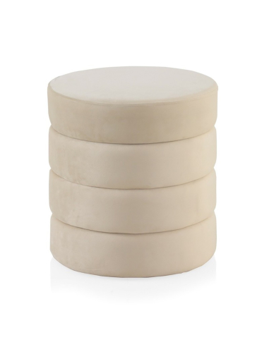 Puff Eolo tapizado terciopelo blanco