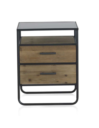 Mesita de noche Notus 2 cajones madera