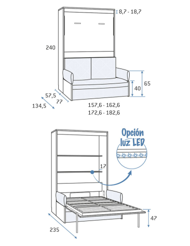 Cama abatible vertical matrimonio...