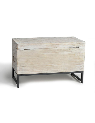 Baúl en madera de mango y base de metal Baúl en madera de mango y base de metal