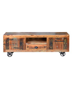 Mueble TV vintage con ruedas 2