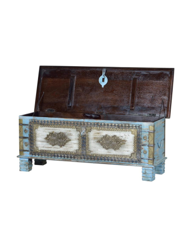 Baúl en madera de mango apliques bronce Baúl en madera de mango apliques bronce