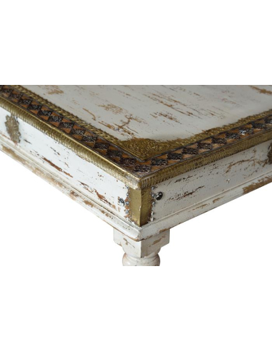 Mesa de centro blanca de madera mango