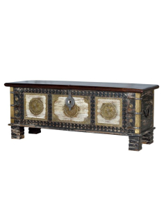 Baúl en madera mango estilo barroco dorado 2