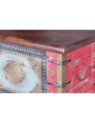 Baúl en madera mango acabado rosa...