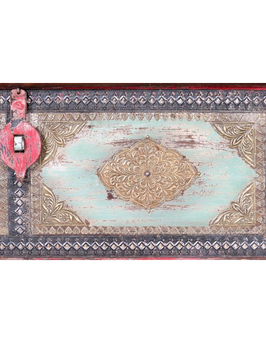 Baúl en madera mango acabado rosa...