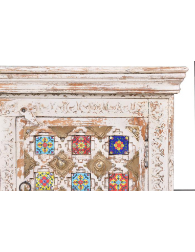 Mueble TV madera mango estilo floral