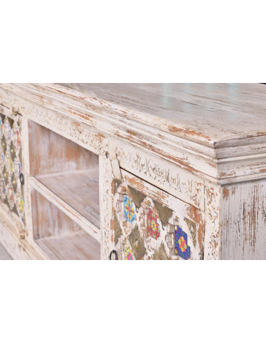 Mueble TV madera mango estilo floral