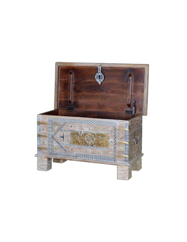 Baúl en madera mango acabado marrón Baúl en madera mango acabado marrón