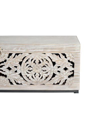 Baúl en madera de mango y metal