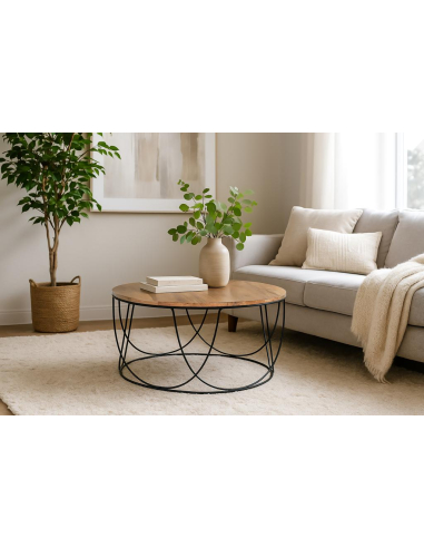 Mesa de centro en madera de mango y...