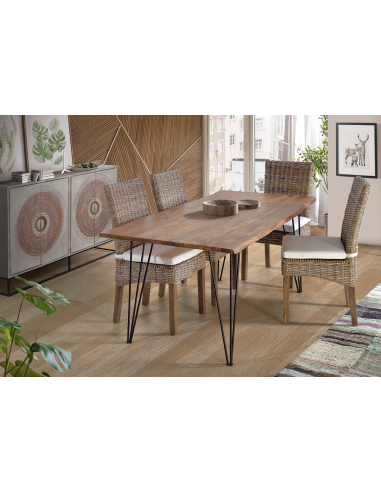 Mesa de comedor madera de mango y metal