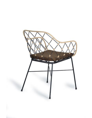 Set dos Sillas de rattán natural y metal