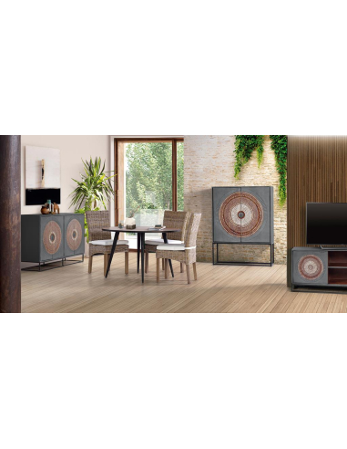 Vitrina 2 puertas en madera de mango...