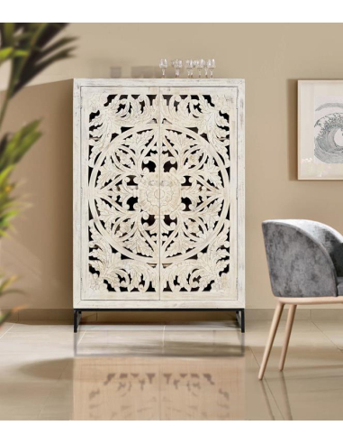 Vitrina 2 puertas en madera de mango...