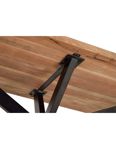 Mesa de comedor fija acacia y metal...