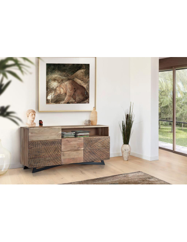 Aparador en acacia tallado a mano