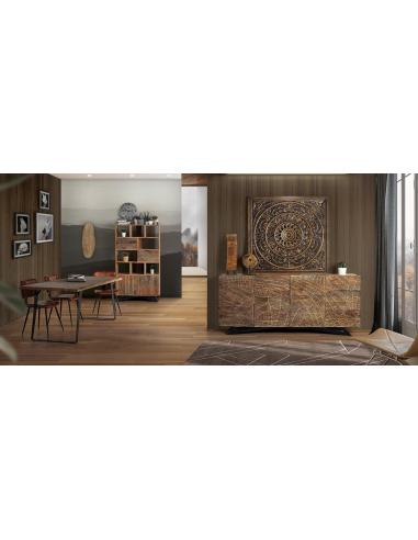 Mesa de comedor madera de acacia y metal