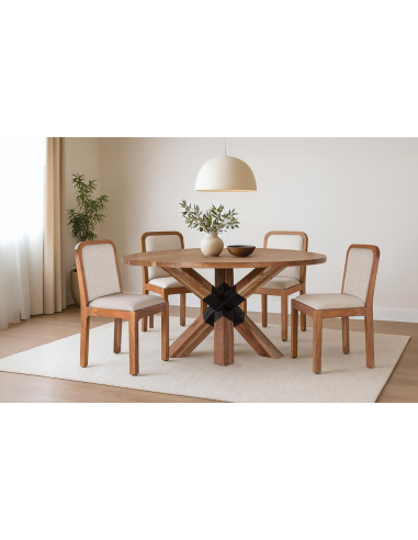 Mesa de comedor circular madera patas...