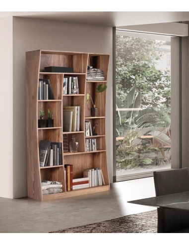 Librería madera de acacia curva
