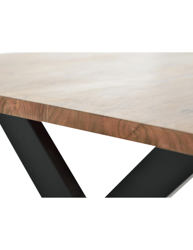 Mesa de comedor fija madera y metal X...