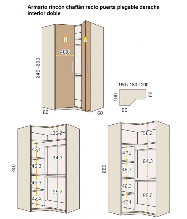 Armario rincón curvo recto Armario rincón curvo recto