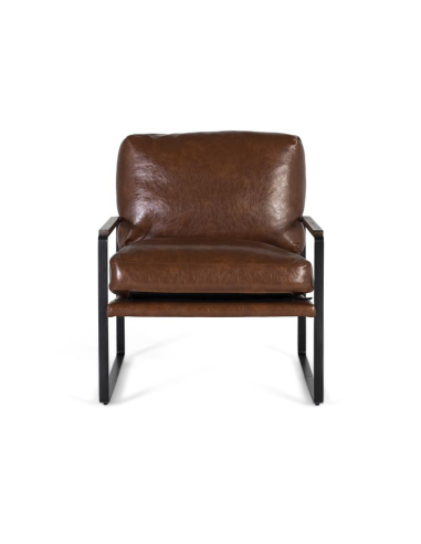 Sillón piel marrón con metal Sillón piel marrón con metal