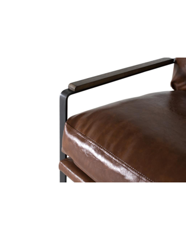 Sillón piel marrón con metal Sillón piel marrón con metal