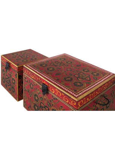 Set 2 baúles pintados rojo Set 2 baúles pintados rojo