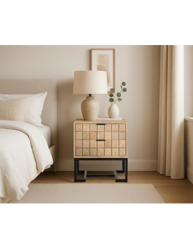 Mesita de noche Grave natural 2 cajones Mesita de noche Grave natural 2 cajones