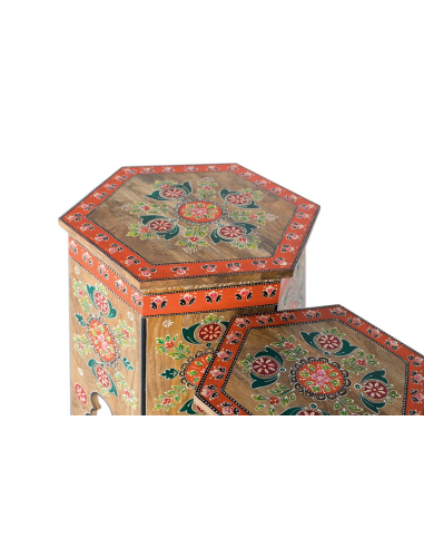 Set 2 taburetes pintados étnicos