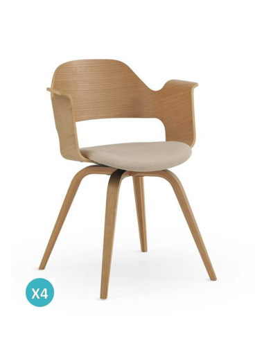 Set 4 sillas de comedor Coral roble...