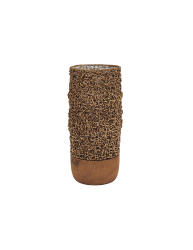 Jarrón-paragüero trenzado madera