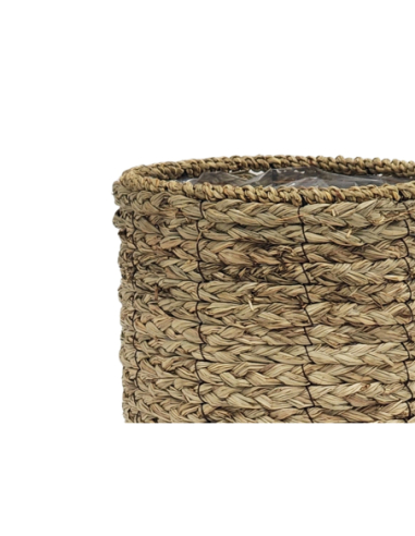 Jarrón-paragüero cuerda natural madera