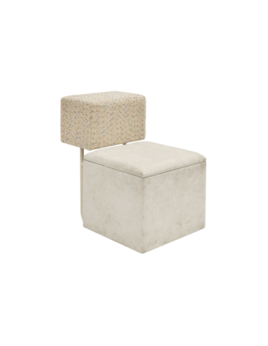 Puff blanco con respaldo multicolor