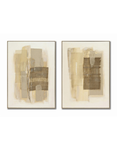 Set 2 cuadros abstractos arpillera...