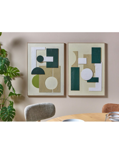 Cuadro abstracto relieves verdes...